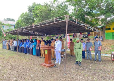 Upacara Pengibaran Bendera Merah Putih dalam Rangka HUT RI ke 77 di Desa Bhuana Jaya Berlangsung Sukses