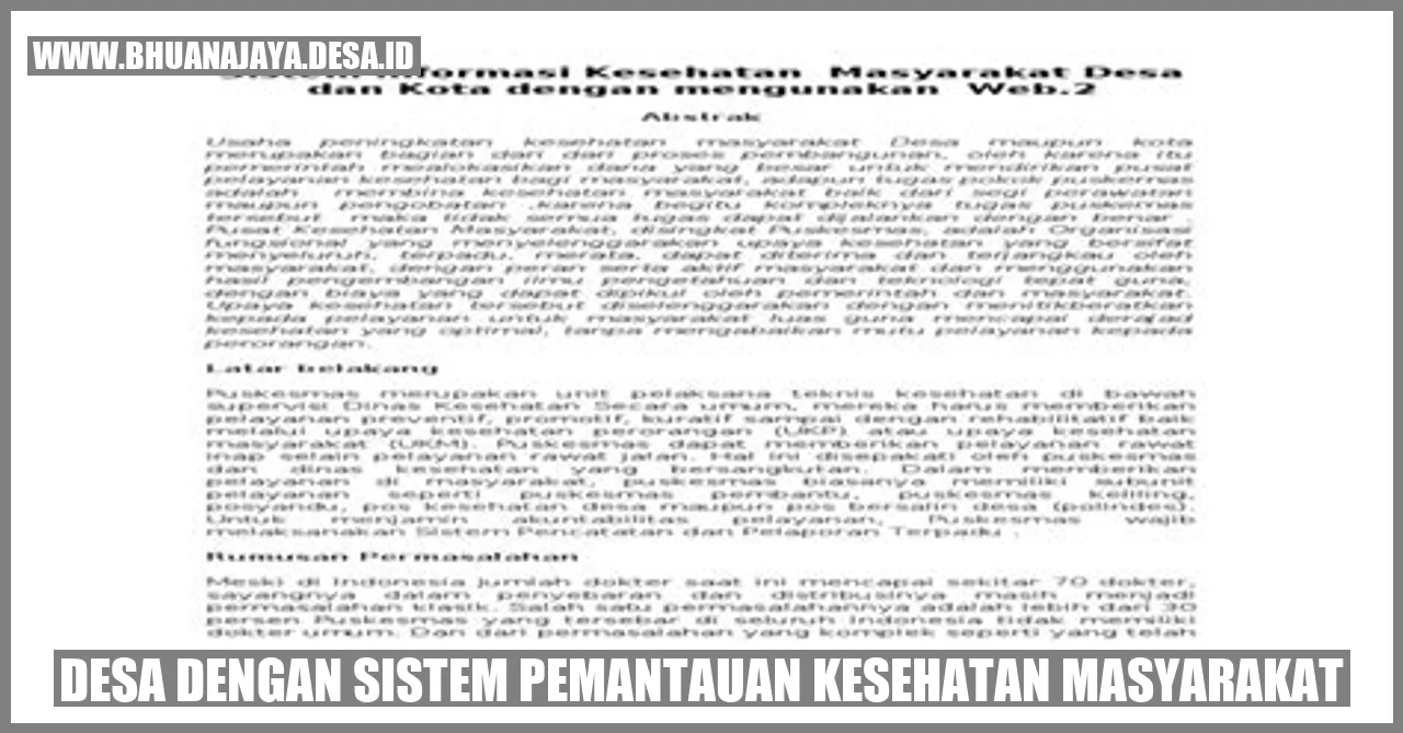 Desa dengan Sistem Pemantauan Kesehatan Masyarakat