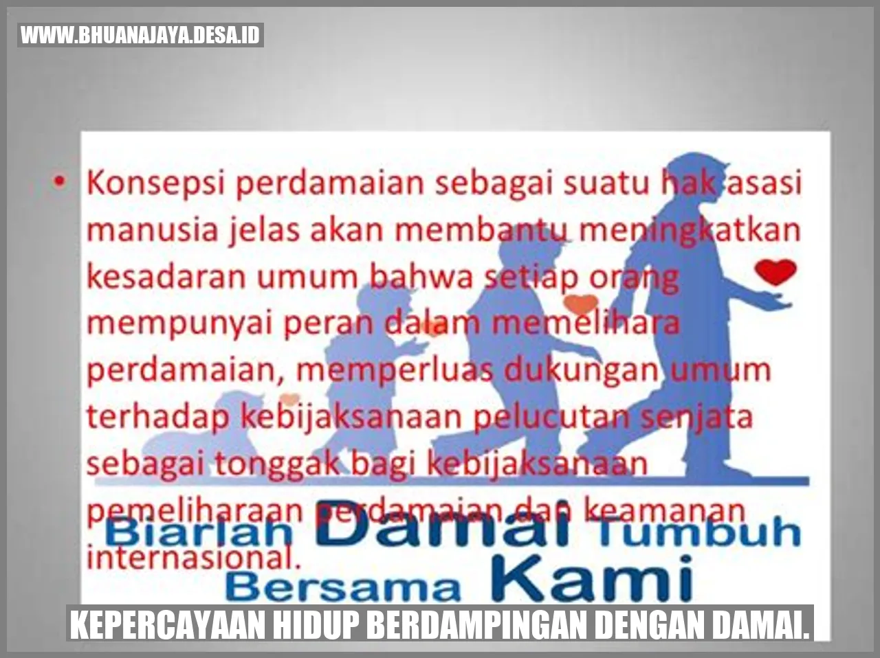 Kepercayaan Hidup Berdampingan dengan Damai