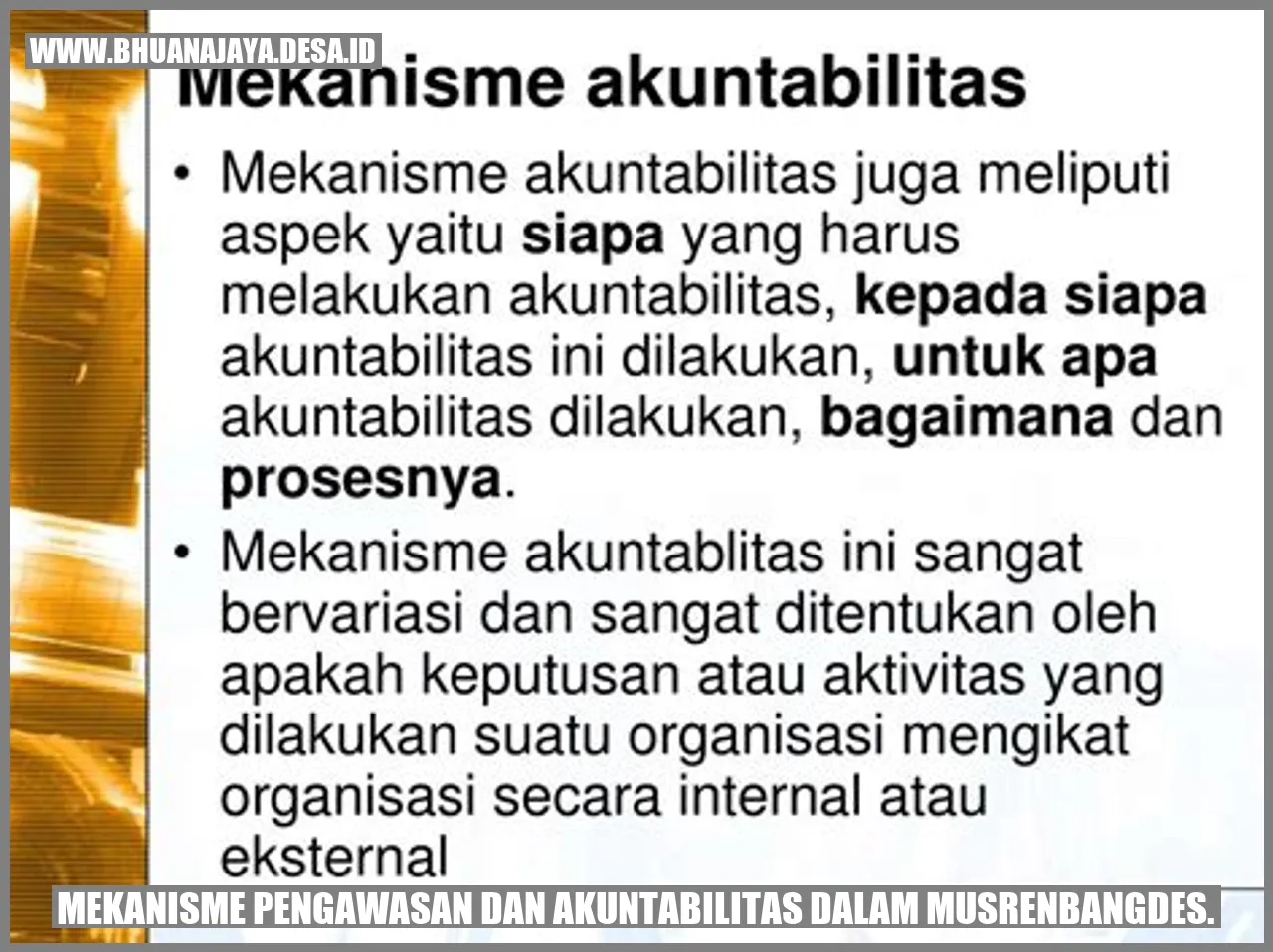 Gambar Mekanisme Pengawasan dan Akuntabilitas dalam Musrenbangdes.