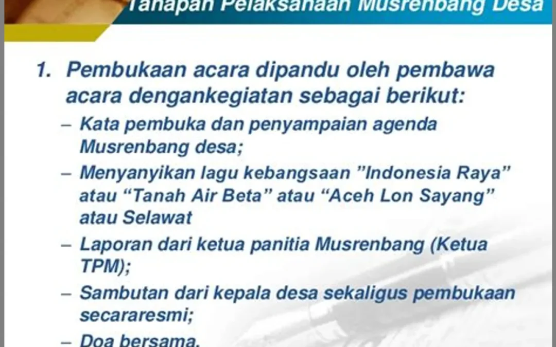 Musbangdes sebagai tahapan persiapan musrenbangdes