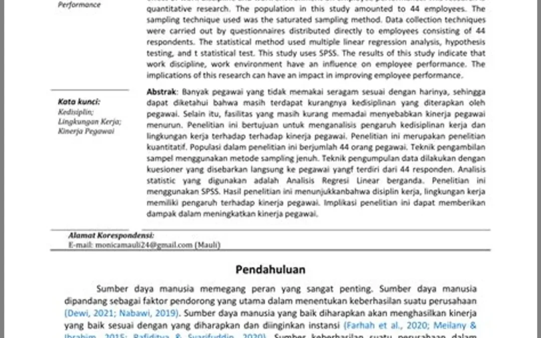 Pengaruh Kedisiplinan Terhadap Efisiensi Kerja Perangkat Desa