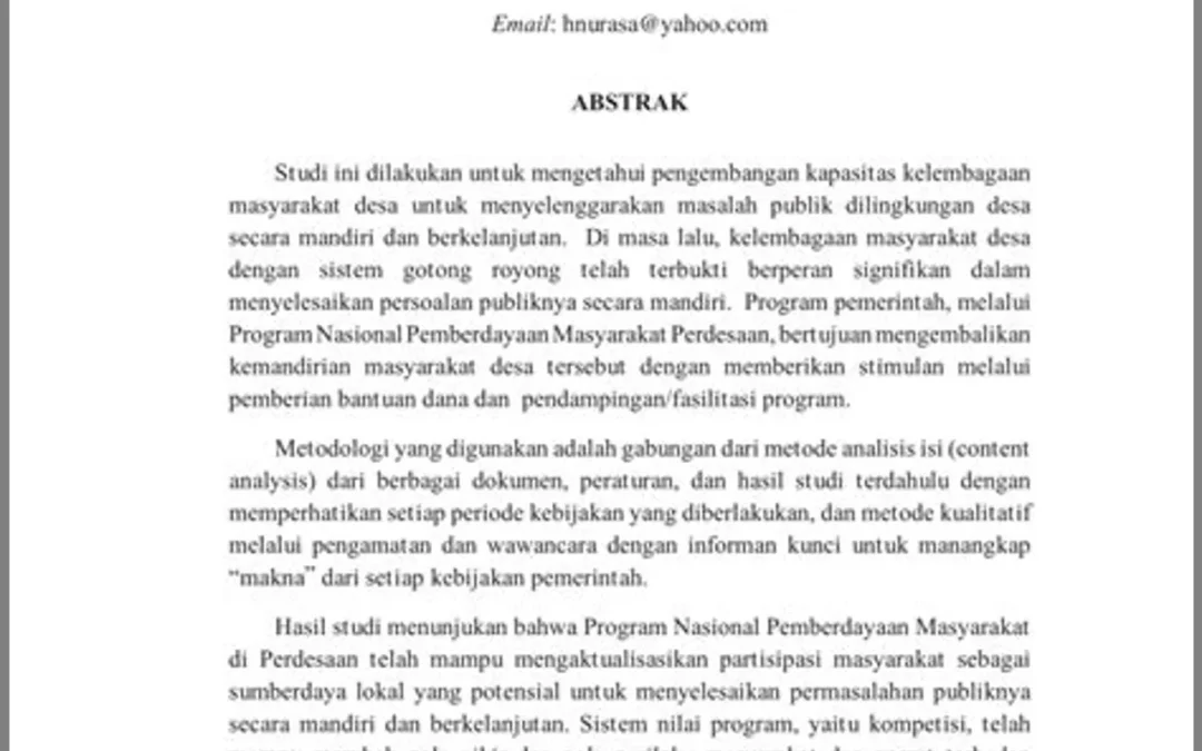 Pengembangan Kapasitas Kelembagaan Desa: