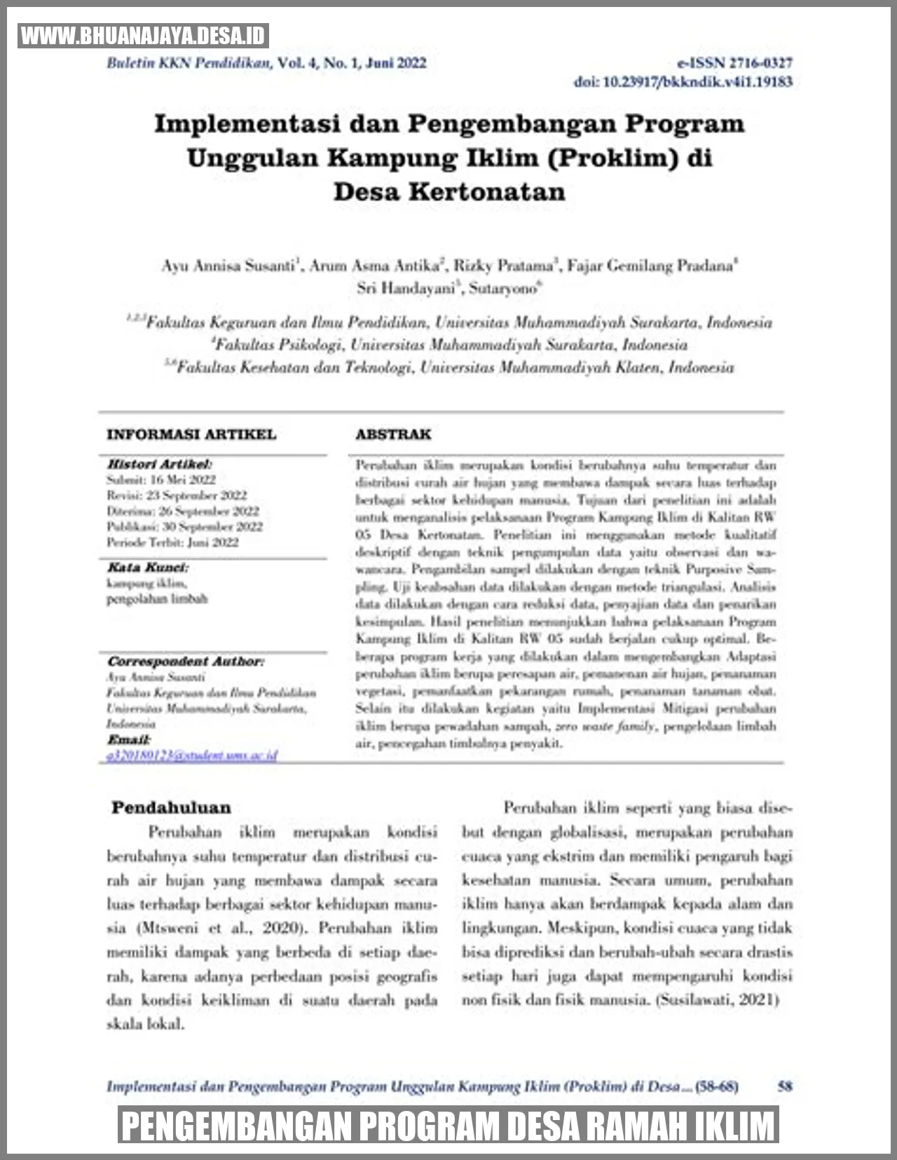 Pengembangan Program Desa Ramah Iklim