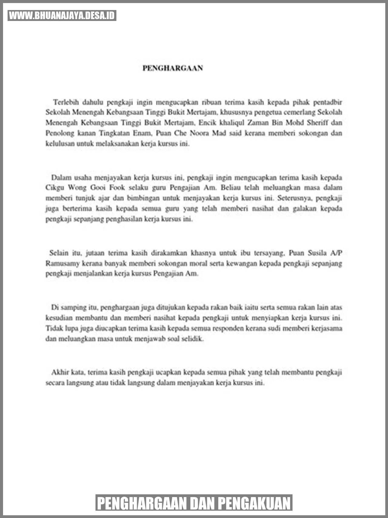 Penghargaan dan Pengakuan