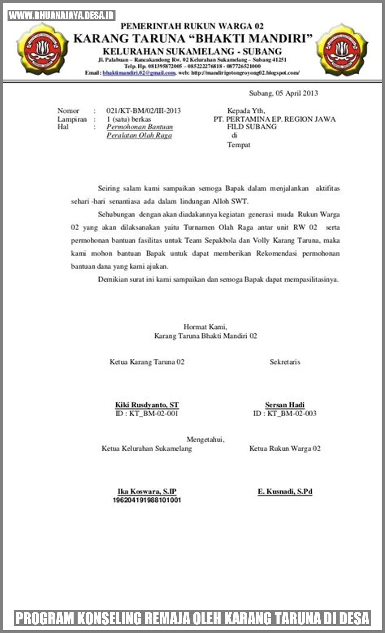 Program Konseling Remaja oleh Karang Taruna di Desa